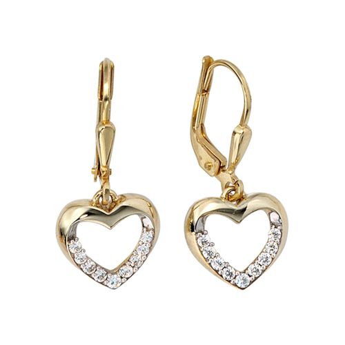 4061861027878 - Paar Ohrhänger JOBO Ohrringe Gr Gelbgold 333 goldfarben (gelbgold 333) Damen Ohrhänger Herz 333 Gold bicolor mit Zirkonia 4061861027878 - Paar Ohrhänger JOBO Ohrringe Gr Gelbgold 333 goldfarben (gelbgold 333) Damen Ohrhänger Herz 333 Gold bicolor mit Zirkonia