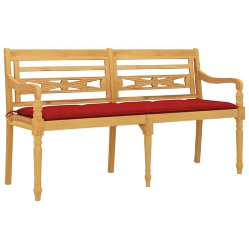 8720286918777 - Bonnevie - Batavia-Bank mit Rotem Kissen 150 cm Massivholz Teak vidaXL269711