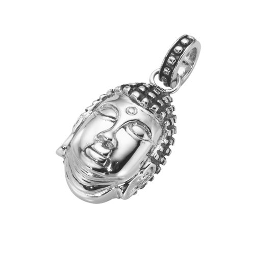 4007810741433 - Ketten-Anhänger GIORGIO MARTELLO MILANO Buddha-Kopf teilweise geschwärzt Silber 925 Schmuckanhänger Gr Onesize Silber 925 (Sterlingsilber) silberfarben (silber) Damen Anhänger