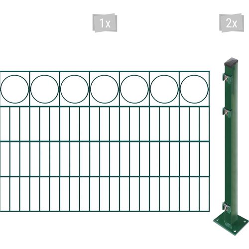 4251796111098 - ARVOTEC Doppelstabmattenzaun EASY 80 zum Aufschrauben Ring mit Zierleiste Zaunelemente Zaunhöhe 80 cm Zaunlänge 2 - 60 m Gr H L 80 cm x 2 m Pfosten 2 St grün (dunkelgrün) Zaunelemente