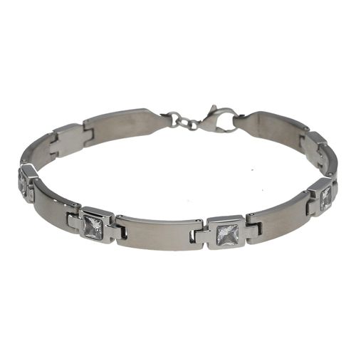 4007810216412 - Armband JACQUES CHARREL edel mit Zirkonia Edelstahl Gr 19 cm Edelstahl silberfarben (silber) Damen Armbänder Silber