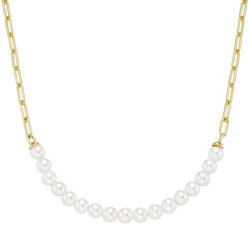 4007810163280 - Collier GIORGIO MARTELLO MILANO mit Muschelkern-Perlen Silber 925 Halsketten Gr 45 cm Silber 925 (Sterlingsilber) goldfarben (gold) Damen Colliers