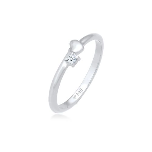 4050878624156 - Diamantring ELLI DIAMONDS Diamant (003 ct) Herz Liebe 925 Silber Fingerringe Gr 52 mm 0006 carat ct P1 = bei 10-facher Vergrößerung erkennbare Einschlüsse mit Diamanten Silber 925 (Sterlingsilber) silberfarben (silber weiß) Damen Diamantringe