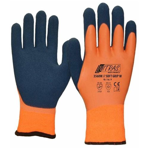 4059904007079 - Nitras Kälteschutzhandschuhe Soft Grip Winter 3560W 12 Paar wasserabweisend flexibel weich reißfest Warnfarbe - Größe8