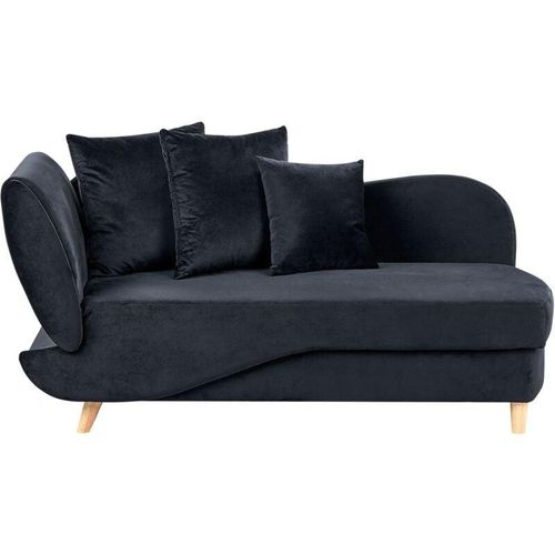 4255664870582 - Beliani - Chaiselongue Linksseitig Schwarz Samtstoff mit Bettkasten Dekokissen Modern Récamiere Liegesofa Sitzmöbel Wohnzimmer Jugendzimmer