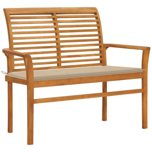 8720286265765 - Vidaxl - Gartenbank mit Beige Auflage 112 cm Massivholz Teak Beige