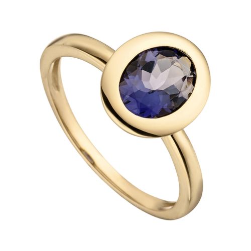 4061861171175 - Goldring JOBO Ring mit Iolith Fingerringe Gr 52 Gelbgold 585 blau (blau blau) Damen 585 Gold