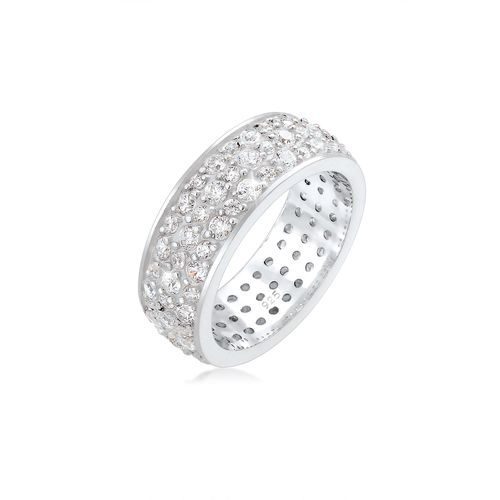 4050878575106 - Fingerring ELLI PREMIUM Bandring Microsetting Zirkonia Kristall 925 Silber Fingerringe Gr 52 mm mit Steinen Silber 925 (Sterlingsilber) 7 mm silberfarben (silber weiß) Damen Fingerringe