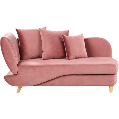 4255664870629 - Beliani - Chaiselongue Linksseitig Rosa Samtstoff mit Bettkasten Dekokissen Modern Récamiere Liegesofa Sitzmöbel Wohnzimmer Jugendzimmer