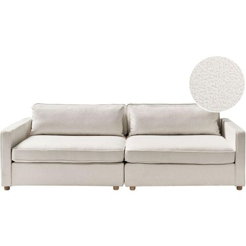 4255664872548 - Beliani - 3-Sitzer Sofa Cremeweiß Bouclé-Stoffbezug mit Sitzkissen Lose Rückenkissen Schmale Armlehnen Freistehend Modern Wohnzimmer Ausstattung