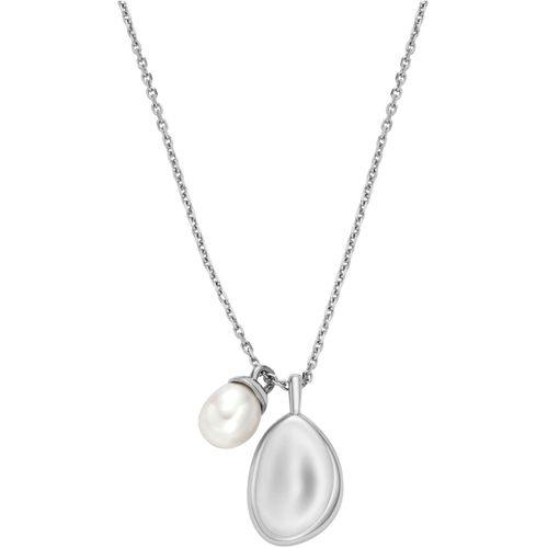 4064092276633 - Kette mit Anhänger SKAGEN Schmuck Geschenk Edelstahl AGNETHE PEARL PEBBLE SKJ1831040 Halsketten Gr Edelstahl-Perlen Länge 45 cm silberfarben (edelstahlfarben weiß) Damen Ketten mit Anhänger Süßwasserzuchtperle