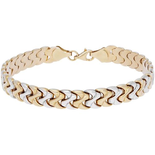 4068222540663 - Armband FIRETTI Schmuck Geschenk Gold 375 Armschmuck Armkette Bicolor ca 8 mm breit Armbänder Gr 19 Gelbgold 375 goldfarben (gelbgoldfarben weißgoldfarben) Firetti