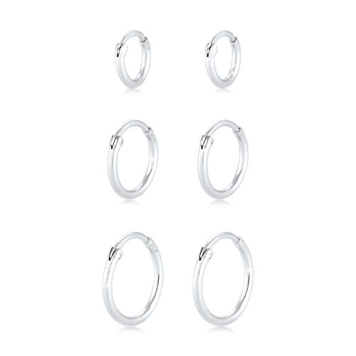 4050878585846 - Ohrring-Set ELLI Creolen Set Trio Basic Must-Have Trend 925 Silber Ohrringe Gr OneSize ohne Stein Silber 925 (Sterlingsilber) silberfarben (silber) Damen Schmucksets