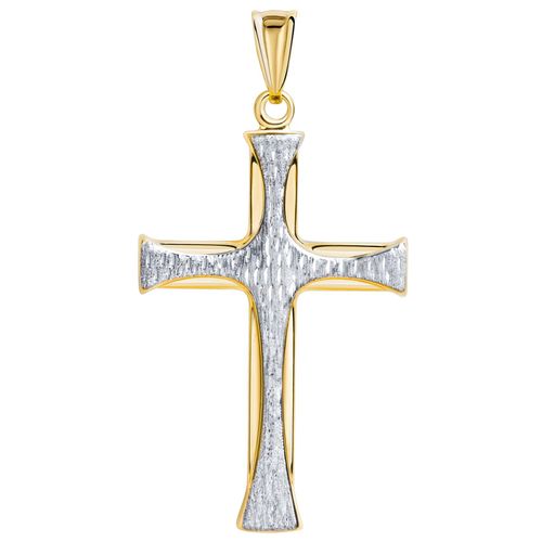 4006046325158 - Kreuz-Anhänger FIRETTI Schmuck Geschenk Gold 375 Halsschmuck Anhänger Halskette Kreuz Schmuckanhänger Gr Gelbgold 375 15 g goldfarben (gelbgoldfarben weißgoldfarben) Damen Anhänger