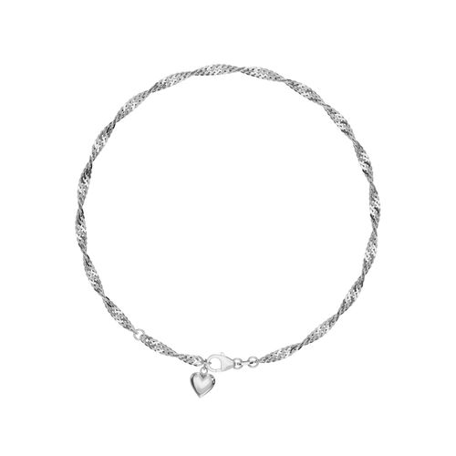 4028576981697 - Fußkette mit Anhänger FIRETTI Schmuck Geschenk Silber 925 Körperschmuck Herz+LIEBE Singapurkette Fußkettchen Gr Silber 925 (Sterlingsilber) silberfarben (silberfarben rhodiniert)