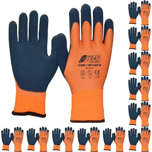 4059904007109 - Kälteschutzhandschuhe Soft Grip Winter 3560W 12 Paar wasserabweisend flexibel weich reißfest Warnfarbe - Größe11 - Nitras