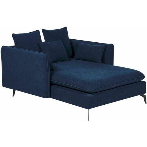 4255664847386 - Beliani - Chaiselongue Marineblau Stoffbezug mit Mehreren Kissen Schlanke Armlehnen Symmetrisch Modern Wohnzimmer Schlafzimmer Austattung Liegesofa