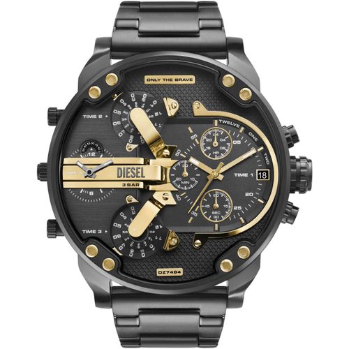 4064092290875 - Chronograph DIESEL MR DADDY Armbanduhren schwarz (gunfarben) Herren Quarzuhr Armbanduhr Herrenuhr Stoppfunktion mehrere Zeitzonen