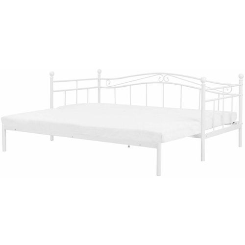 4251682216302 - Beliani - Metallbett Weiß 90 x 200 cm Ausziehbar Mit Lattenrost Metall Verzierungen Ausziehfunktion Romantisch Klassisch