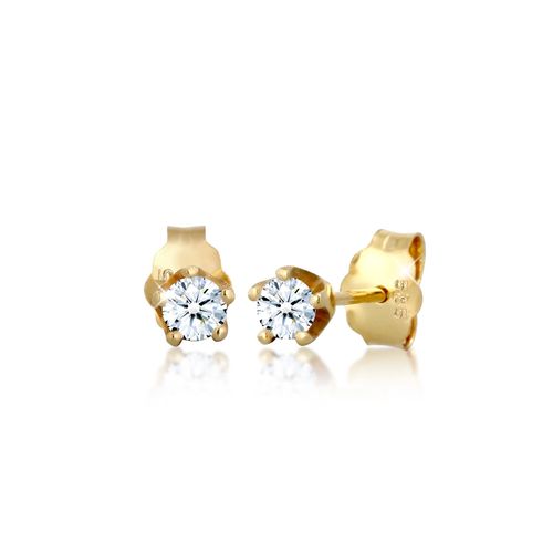 4050878496739 - Paar Ohrstecker ELLI DIAMONDS Klassisch Elegant Diamant (022 ct) 585 Gelbgold Ohrringe Gr OneSize 0044 carat ct P1 = bei 10-facher Vergrößerung erkennbare Einschlüsse mit Diamanten Gelbgold 585 weiß (weiß weiß) Damen Ohrstecker