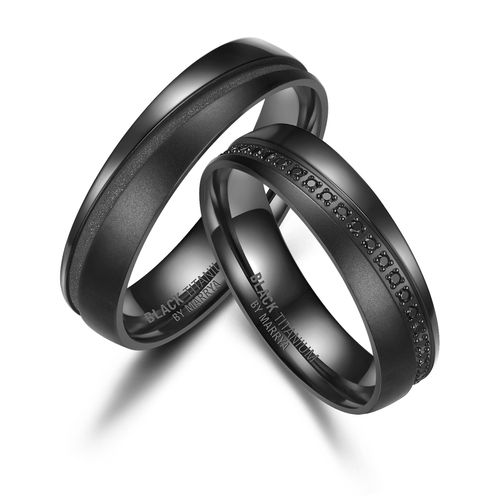 4069415275201 - Partnerring MARRYA BLACK TITANIUM by MARRYA Fingerringe Gr 48 Titan schwarz (herren ring schwarz) Damen