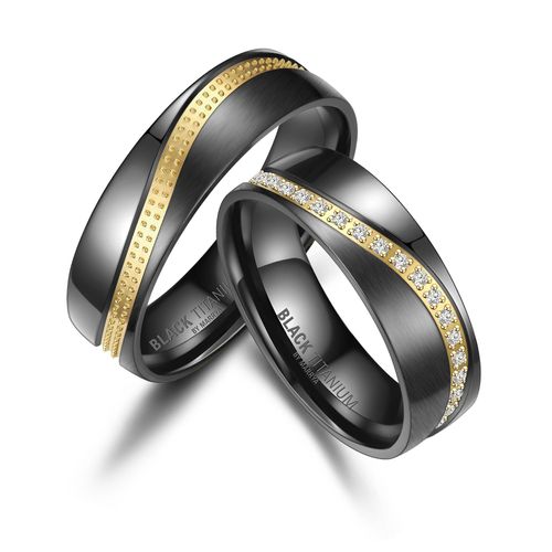 4069415315419 - Verlobungsring MARRYA BLACK TITANIUM by MARRYA Fingerringe Gr 48 Titan schwarz (herren ring schwarz gold) Damen