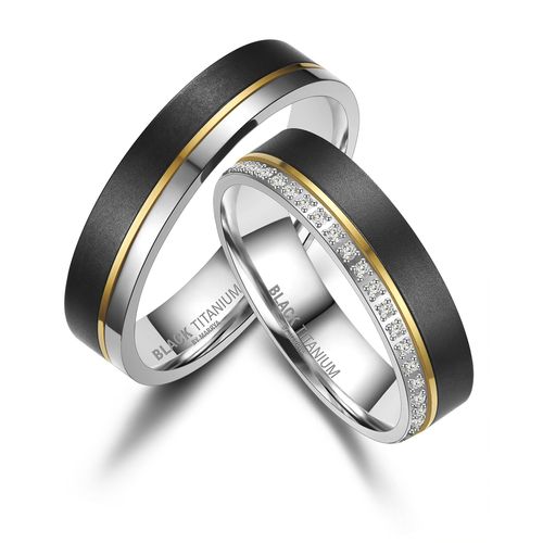 4069415315143 - Verlobungsring MARRYA BLACK TITANIUM by MARRYA Fingerringe Gr 48 Titan schwarz (damen ring schwarz gold silber) Damen