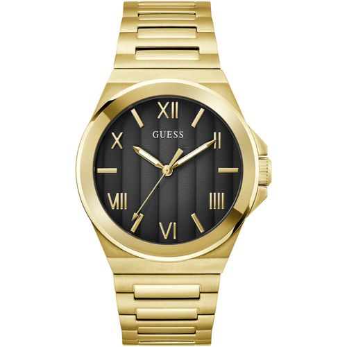 0091661544736 - Quarzuhr GUESS VINYL Armbanduhren goldfarben (gelbgoldfarben) Herren Armbanduhr Herrenuhr Edelstahlarmband Mineralglas analog