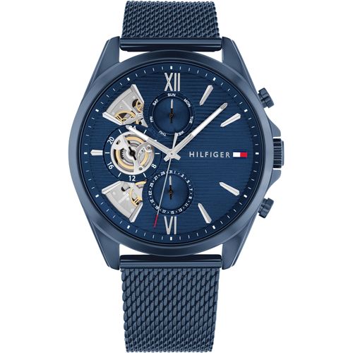 7613272607155 - Multifunktionsuhr TOMMY HILFIGER BAKER Armbanduhren blau (blau blau) Herren Quarzuhr Armbanduhr Herrenuhr Edelstahlarmband analog Tag