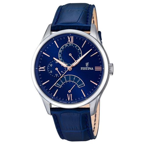 8430622618895 - Multifunktionsuhr FESTINA F16823 3 Armbanduhren blau Herren Armbanduhr Quarzuhr Herrenuhr Lederarmband Datum