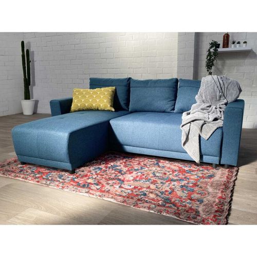 3701061733704 - Bestmobilier - Pilea - ecksofa beidseitig montierbar 4-sitzer - schlaffunktion und bettkasten - aus stoff - blau