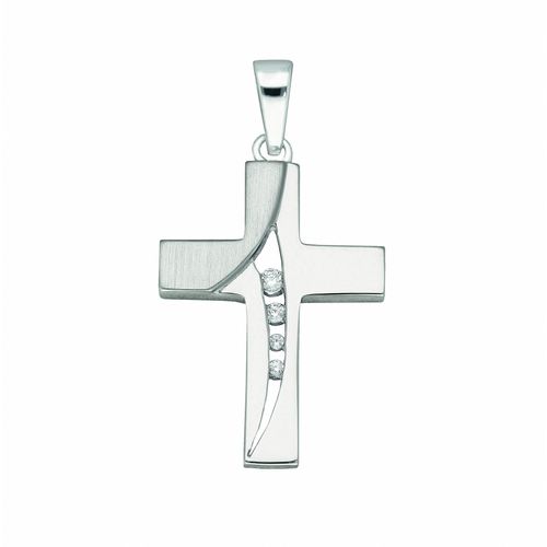 4067551012896 - Kette mit Anhänger ADELIA´S 925 Silber Kreuz Zirkonia Halsketten Gr Silber 925 (Sterlingsilber) silberfarben (silber) Damen Ketten mit Anhänger Schmuckset - Set Halskette