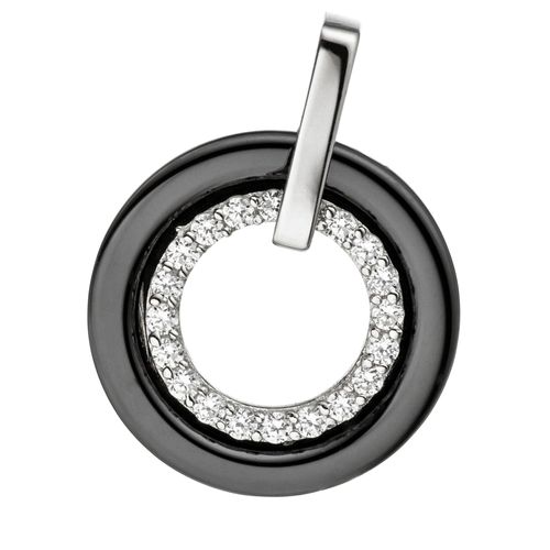 4061861182980 - Runder Anhänger JOBO mit Zirkonia Schmuckanhänger Gr Silber 925 (Sterlingsilber)-Keramik silberfarben (silber 925) Damen Anhänger 925 Silber mit Keramik kombiniert 4061861182980 - Runder Anhänger JOBO mit Zirkonia Schmuckanhänger Gr Silber 925 (Sterlingsilber)-Keramik silberfarben (silber 925) Damen Anhänger 925 Silber mit Keramik kombiniert