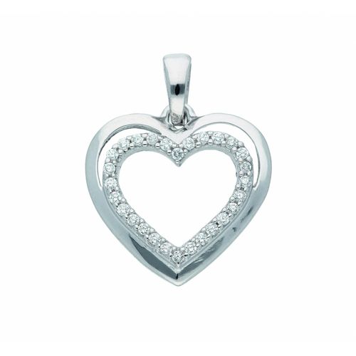 4065633210437 - Ketten-Anhänger ADELIA´S Damen Goldschmuck 333 Weißgold Anhänger Herz mit Zirkonia Schmuckanhänger Gr Weißgold 333 silberfarben (silber) Damen mit Zirkonia Goldschmuck für