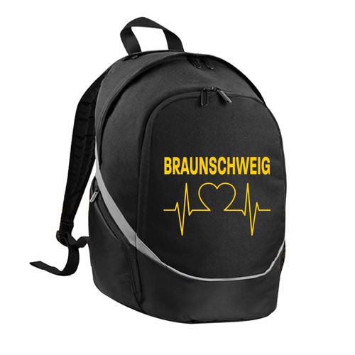 4068859201494 - multifanshop Rucksack - Braunschweig - Herzschlag - Druck gelb - Tasche 4068859201494 - multifanshop Rucksack - Braunschweig - Herzschlag - Druck gelb - Tasche