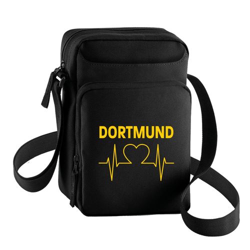 4068859188023 - multifanshop® Umhängetasche - Dortmund - Herzschlag - Druck gelb - Tasche