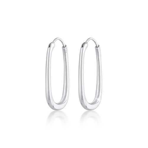 4050878629007 - Paar Creolen ELLI PREMIUM Creolen Oval Elegant Zeitlos 925 Silber Ohrringe Gr OneSize ohne Stein Silber 925 (Sterlingsilber) silberfarben (silber) Damen