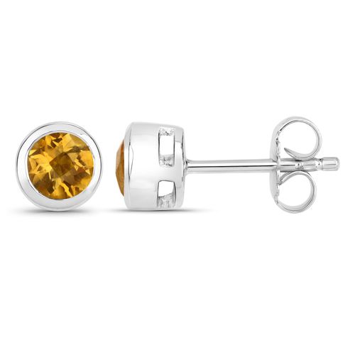 4250877762877 - Paar Ohrstecker VIRA JEWELS 925-Sterling Silber rhodiniert glänzend Citrin orange rund Ohrringe Gr ONE-SIZE 08 ct Silber 925 (Sterlingsilber) weiß (weiß orange) Damen