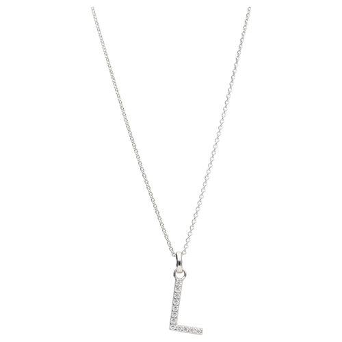 4007810145057 - Kette mit Anhänger SMART JEWEL Buchstabe L Zirkonia Steine Silber 925 Halsketten Gr 45 cm Silber 925 (Sterlingsilber) silberfarben (silber) Damen