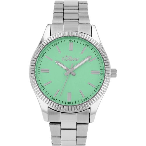 4056867054386 - Quarzuhr SOLIVER Armbanduhren grün (silberfarben grün) Damen Armbanduhr Damenuhr Herrenuhr Edelstahlarmband