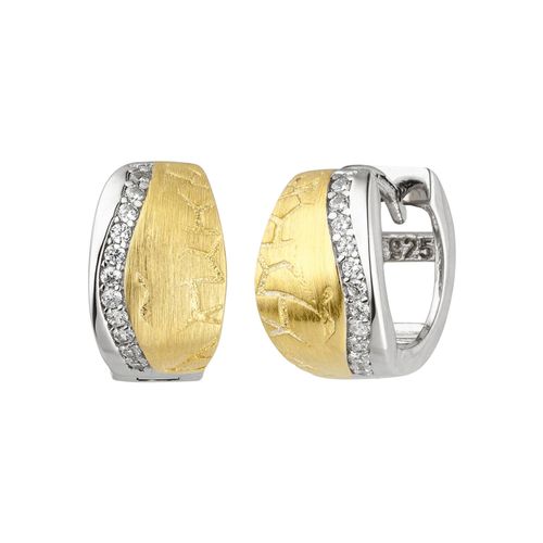 4061861146166 - Paar Creolen JOBO Ohrringe Gr Silber 925 (Sterlingsilber) goldfarben (goldfarben weiß) Damen 925 Silber bicolor vergoldet mit 22 Zirkonia 4061861146166 - Paar Creolen JOBO Ohrringe Gr Silber 925 (Sterlingsilber) goldfarben (goldfarben weiß) Damen 925 Silber bicolor vergoldet mit 22 Zirkonia