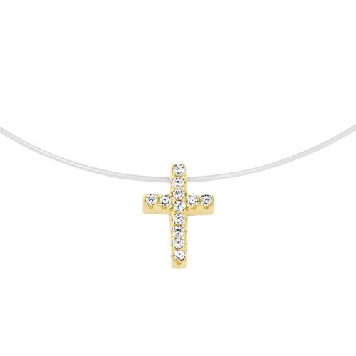 4007810172220 - Collier SMART JEWEL Anhänger Kreuz Silber 925 Halsketten Gr 45 cm Silber 925 (Sterlingsilber) goldfarben (gold) Damen