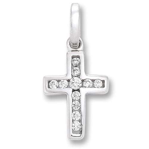 4067551592435 - Kette mit Anhänger Zirkonia Kreuz aus 925 Silber Halsketten Gr Silber 925 (Sterlingsilber) silberfarben (silber) Damen Schmuckset - Set mit verstellbarer Halskette