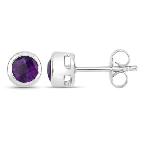 4250877762846 - Paar Ohrstecker VIRA JEWELS 925-Sterling Silber rhodiniert glänzend Amethyst violett rund Ohrringe Gr ONE-SIZE 09 ct Silber 925 (Sterlingsilber) weiß (weiß lila) Damen