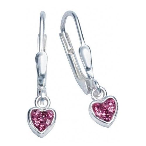 4053917197352 - Paar Ohrhänger FIRETTI Schmuck Geschenk Silber 925 Ohrschmuck Patentbrisur Herzen Ohrringe Gr Silber 925 (Sterlingsilber) rosa (pink silber 925 pink) Mädchen mit Zirkonia (synth)