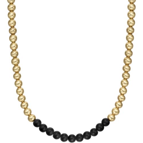 4064092295863 - Edelstahlkette ARMANI EXCHANGE Schmuck Geschenk Halsschmuck Halskette Kugeln AXG0142710 Halsketten Gr Edelstahl Länge 50 cm Breite 6 mm schwarz (gelbgoldfarben schwarz) Damen mit Glasstein