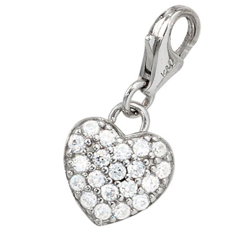 4061861188555 - Charm Herz JOBO Herz Charms silberfarben (silber 925) Damen 925 Silber rhodiniert mit Zirkonia 4061861188555 - Charm Herz JOBO Herz Charms silberfarben (silber 925) Damen 925 Silber rhodiniert mit Zirkonia
