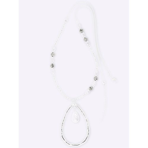 4036673219780 - Kette mit Anhänger HEINE Gr N-Größe Glas-Kunststoff-Metall silberfarben Damen Halsketten 4036673219780 - Kette mit Anhänger HEINE Gr N-Größe Glas-Kunststoff-Metall silberfarben Damen Halsketten