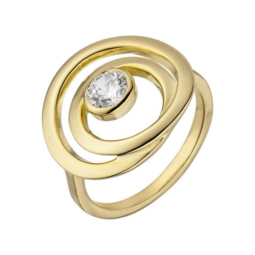 4061861131056 - Silberring JOBO Fingerringe Gr 52 Silber 925 (Sterlingsilber) goldfarben Damen 925 Silber vergoldet mit 1 Zirkonia 4061861131056 - Silberring JOBO Fingerringe Gr 52 Silber 925 (Sterlingsilber) goldfarben Damen 925 Silber vergoldet mit 1 Zirkonia