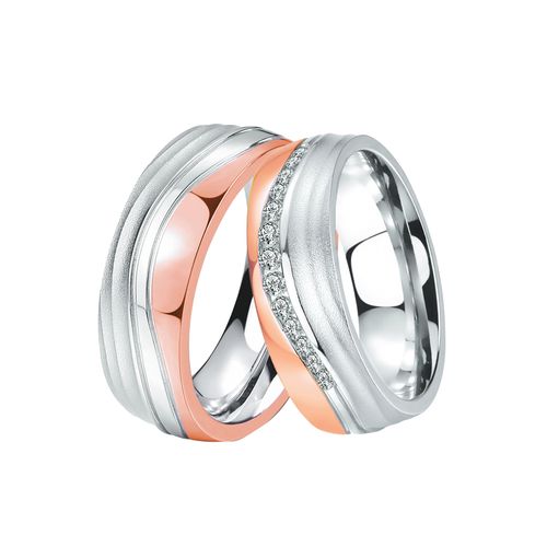 4251729869928 - Trauring Schmuck Geschenk Edelstahl Ehering Partnerring LIEBE Fingerringe Gr 56 mit Zirkonia Edelstahl 7 mm rosegold (edelstahlfarben roségoldfarben kristallweiß) Trauringe wahlweise mit oder ohne Zirkonia